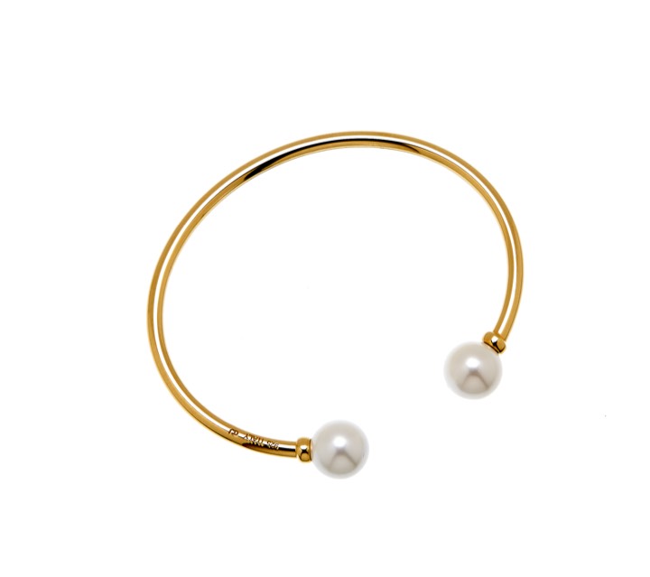 Pearl bangle flex braclet Gold in the group Bracelets / Bangles at SCANDINAVIAN JEWELRY DESIGN (1818322001)