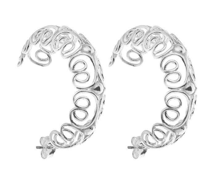 Pearl/vintage big hoop Earring - Silver in the group Earrings / Pearl Earrings at SCANDINAVIAN JEWELRY DESIGN (1825470001)