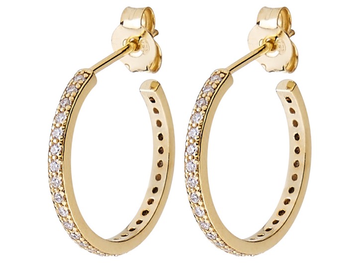 Two round stone Earring Gold in the group Earrings / Gold Earrings at SCANDINAVIAN JEWELRY DESIGN (1827420001)