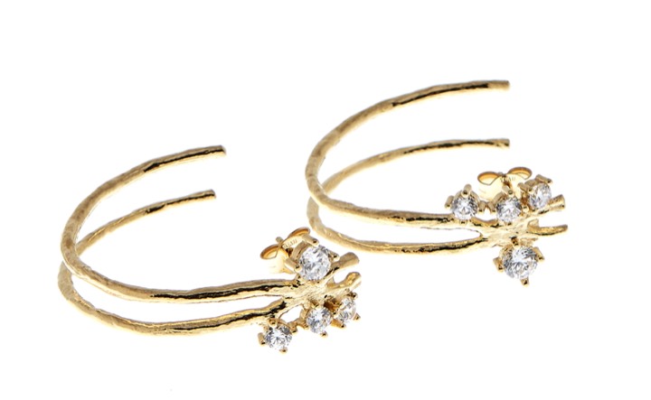 Two kluster hoop Earring - Gold in the group Earrings / Gold Earrings at SCANDINAVIAN JEWELRY DESIGN (1828420001)