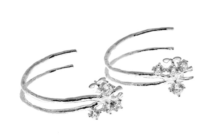 Two kluster hoop Earring - Silver in the group Earrings / Silver Earrings at SCANDINAVIAN JEWELRY DESIGN (1828470001)