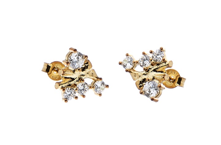 Two kluster Earring - Gold in the group Earrings / Gold Earrings at SCANDINAVIAN JEWELRY DESIGN (1828620001)