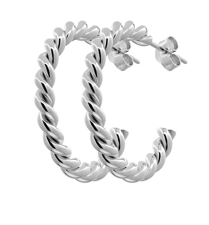Two twinned Hoop Earring - Silver in the group Earrings / Silver Earrings at SCANDINAVIAN JEWELRY DESIGN (1829470001)