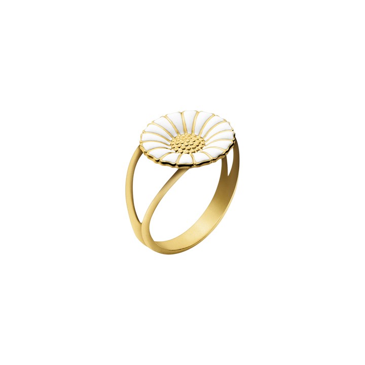 DAISY Ring WHITE ENAMEL 11 mm (Gold) in the group Rings / Gold Rings at SCANDINAVIAN JEWELRY DESIGN (20000310)