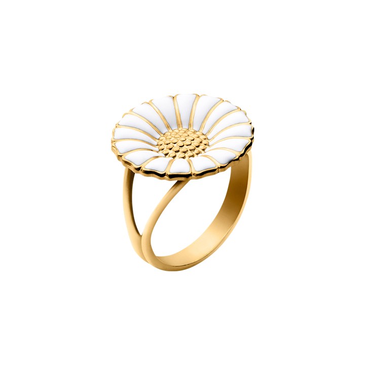 DAISY Ring WHITE ENAMEL 18 mm (Gold) in the group Rings / Gold Rings at SCANDINAVIAN JEWELRY DESIGN (20000313)