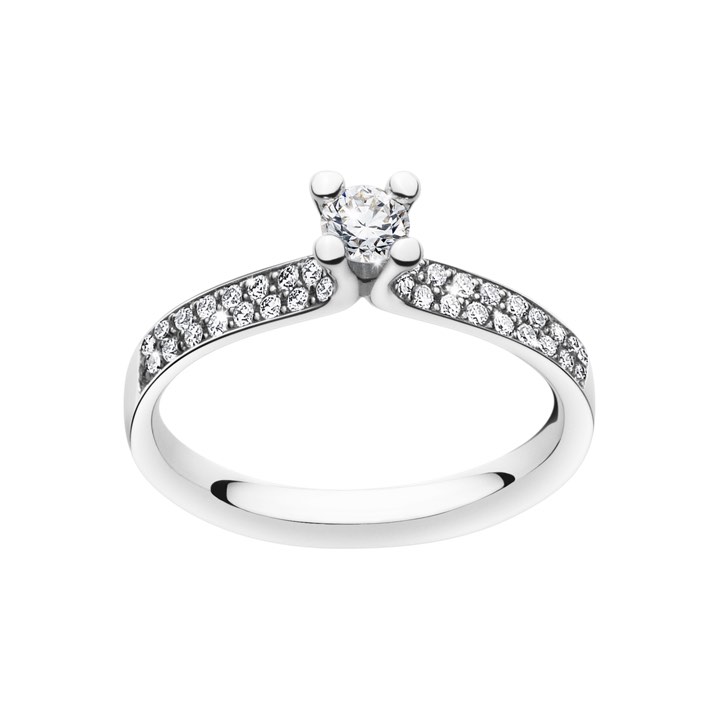 MAGIC SOLITAIRE Ring Diamonds PAVÉ 0.33 ct White gold in the group Rings / Engagement & Wedding Rings at SCANDINAVIAN JEWELRY DESIGN (20000460)