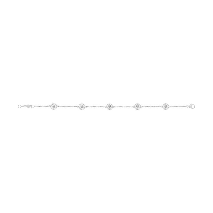 DAISY Bracelets Silver RH WHITE ENAMEL 5X7 MM DAISY 18.5 cm in the group Bracelets / Silver Bracelets at SCANDINAVIAN JEWELRY DESIGN (20000725)