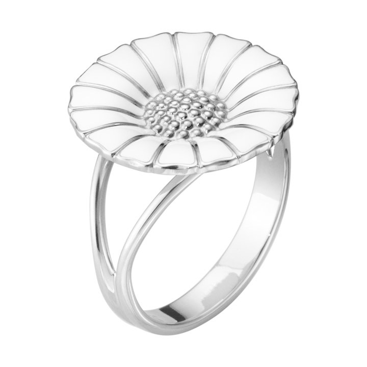 DAISY Ring WHITE ENAMEL 18 mm Silver in the group Rings / Silver Rings at SCANDINAVIAN JEWELRY DESIGN (20000903)