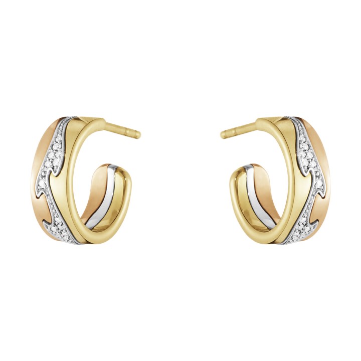 FUSION SMALL Earring Gold White gold Rose gold PAVÉ 0.08 CT in the group Earrings / Diamond Earrings at SCANDINAVIAN JEWELRY DESIGN (20000970)