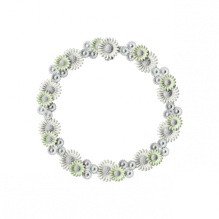 DAISY Necklaces (Silver) GREEN ENAMEL in the group Necklaces / Silver Necklaces at SCANDINAVIAN JEWELRY DESIGN (20001103)