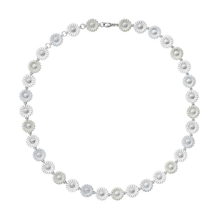 DAISY SINGLE ROW Necklaces SILVER WHITE ENAMEL 45 CM in the group Necklaces at SCANDINAVIAN JEWELRY DESIGN (20001314)