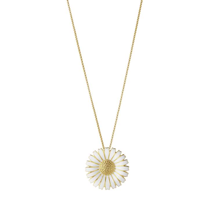 DAISY BROOCH/Necklaces 33 MM WHITE ENAMEL Gold in the group  at SCANDINAVIAN JEWELRY DESIGN (20001319)