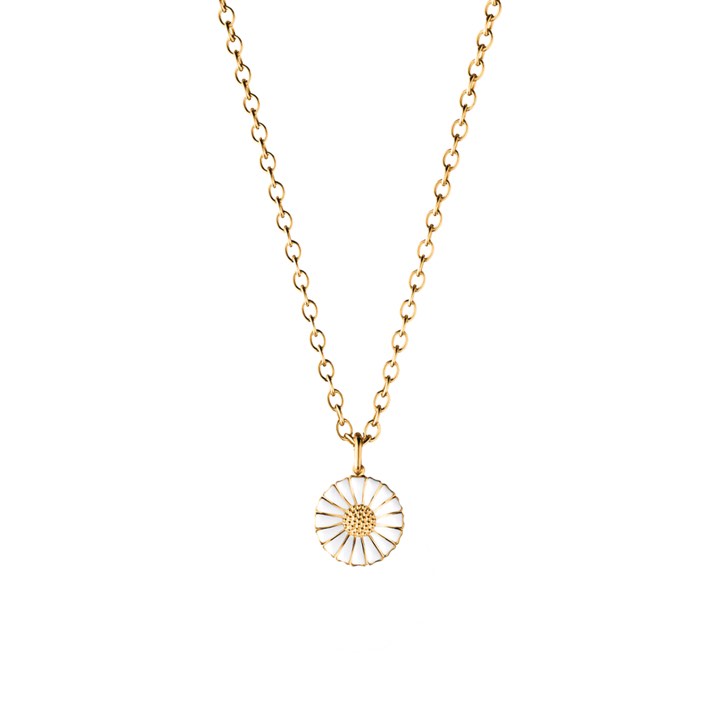DAISY Pendant Silver Goldpläterad WHITE ENAMEL 11 MM in the group Necklaces / Gold Necklaces at SCANDINAVIAN JEWELRY DESIGN (20001483)