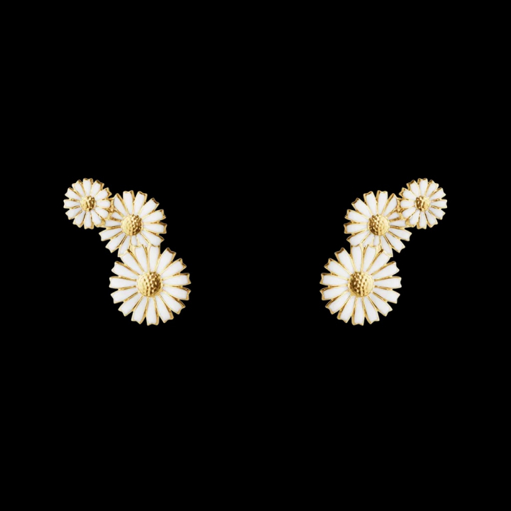 DAISY 3 Flower Earrings Gold in the group Earrings / Gold Earrings at SCANDINAVIAN JEWELRY DESIGN (20001665)