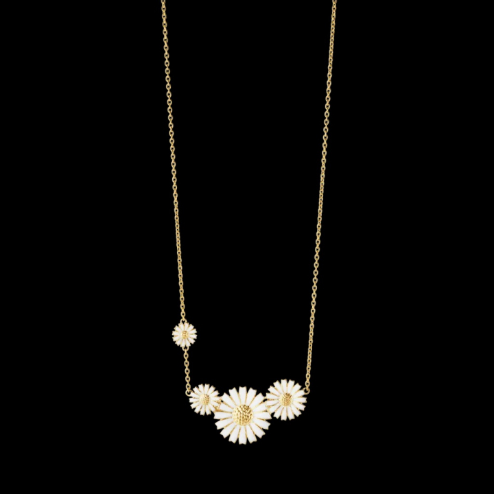 DAISY Pendant Silver Goldpläterad WHITE ENAMEL  in the group Necklaces / Gold Necklaces at SCANDINAVIAN JEWELRY DESIGN (20001666)