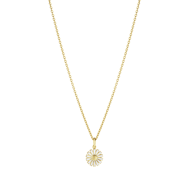 DAISY Pendant gold-plated silver WHITE ENAMEL 11 MM in the group Necklaces / Gold Necklaces at SCANDINAVIAN JEWELRY DESIGN (20001717)