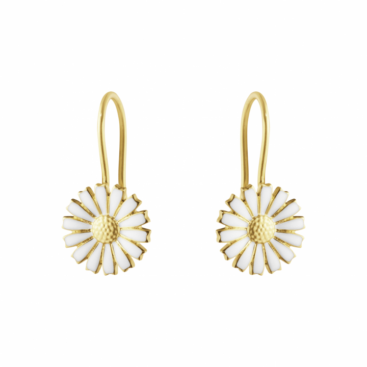 DAISY Earrings gold-plated Silver WHITE ENAMEL 11 MM in the group Earrings / Gold Earrings at SCANDINAVIAN JEWELRY DESIGN (20001723)