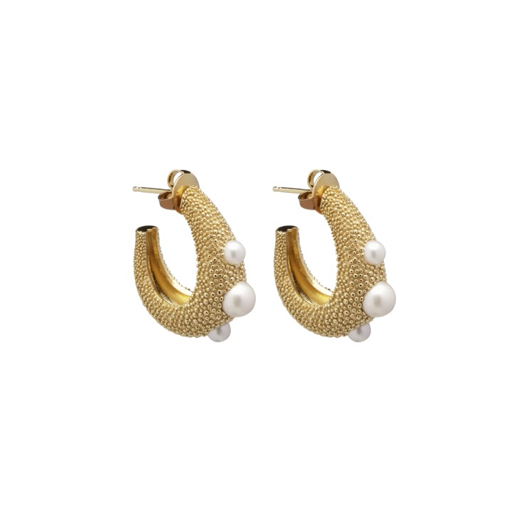 Pearl bubble big Earring Gold in the group Earrings / Pearl Earrings at SCANDINAVIAN JEWELRY DESIGN (2115421001)