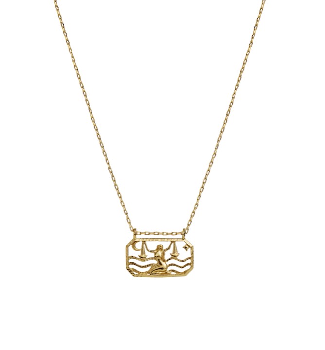 Zodiac vågen Necklaces (Gold) 45 cm in the group Necklaces / Gold Necklaces at SCANDINAVIAN JEWELRY DESIGN (2577a)