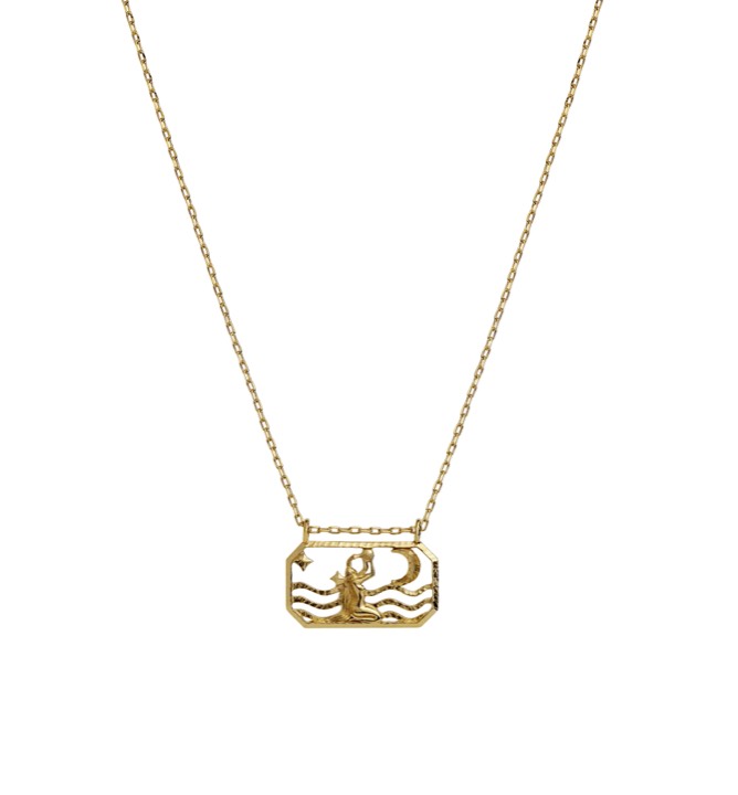 Zodiac vattumannen Necklaces (Gold) 45 cm in the group Necklaces / Gold Necklaces at SCANDINAVIAN JEWELRY DESIGN (2584a)