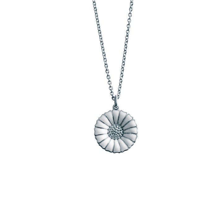 DAISY Pendant Silver RH WHITE ENAMEL 18 MM in the group Necklaces / Silver Necklaces at SCANDINAVIAN JEWELRY DESIGN (3536208)