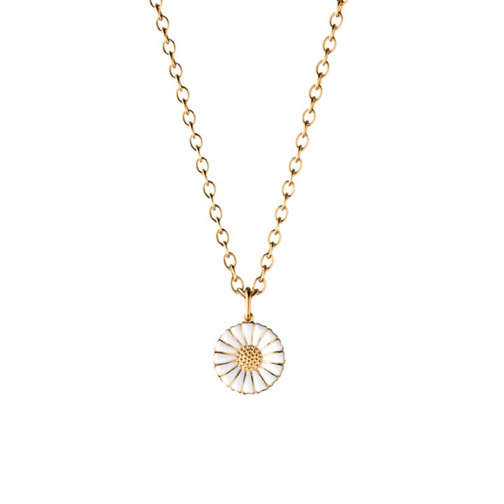 DAISY Pendant Silver Goldpläterad WHITE ENAMEL 18 MM in the group Necklaces / Silver Necklaces at SCANDINAVIAN JEWELRY DESIGN (3536214)