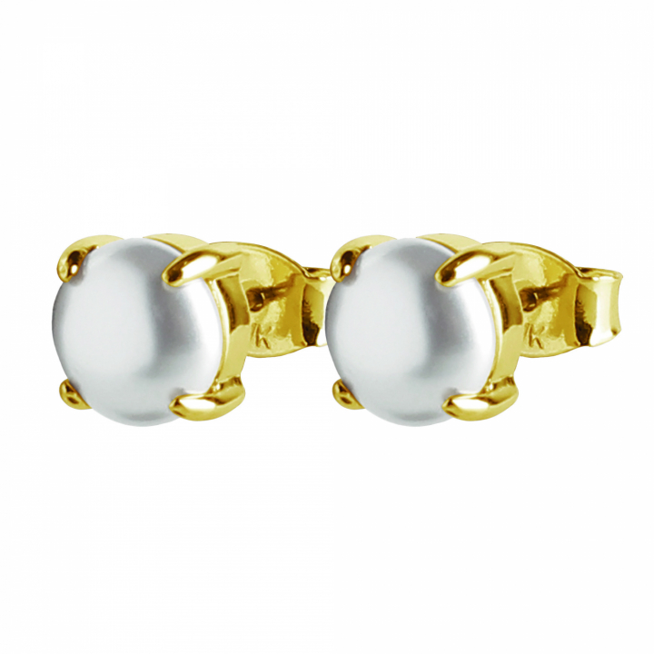 MITZI Gold WHITE PEARL Earring in the group Earrings / Pearl Earrings at SCANDINAVIAN JEWELRY DESIGN (353896)