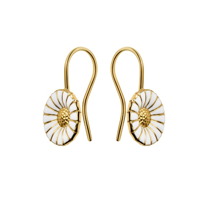 DAISY EarringS Silver Goldpläterad WHITE ENAMEL 11 MM in the group Earrings / Gold Earrings at SCANDINAVIAN JEWELRY DESIGN (3539222)