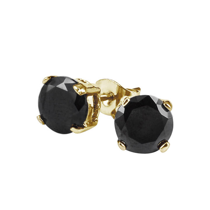IDA 7 mm Earrings Gold/Black in the group Earrings / Gold Earrings at SCANDINAVIAN JEWELRY DESIGN (357545)