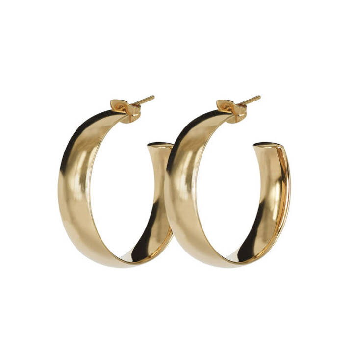 KLARA Wide 30mm Earrings Gold in the group Earrings / Gold Earrings at SCANDINAVIAN JEWELRY DESIGN (357569)