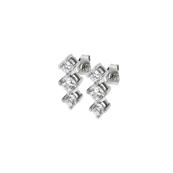 IDA Tripple Earrings Steel/Crystal in the group Earrings / Silver Earrings at SCANDINAVIAN JEWELRY DESIGN (370346)