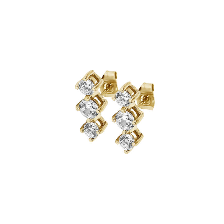 IDA Tripple Earrings Gold/Crystal in the group Earrings / Gold Earrings at SCANDINAVIAN JEWELRY DESIGN (370353)