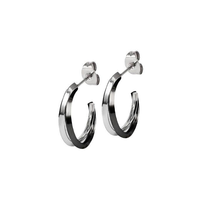 CHELSEA Small Earrings Steel/Black in the group Earrings / Silver Earrings at SCANDINAVIAN JEWELRY DESIGN (371213)