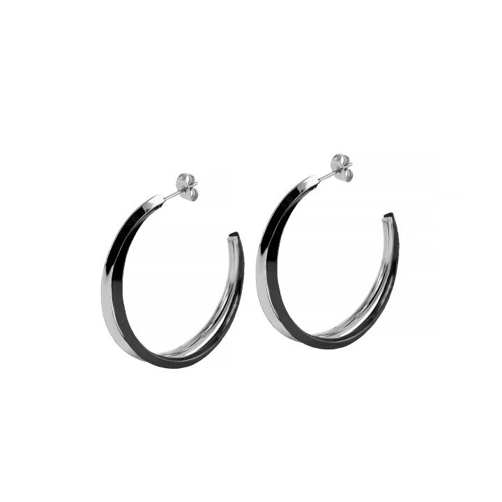 CHELSEA Big Earrings Steel/Black in the group Earrings / Silver Earrings at SCANDINAVIAN JEWELRY DESIGN (371251)