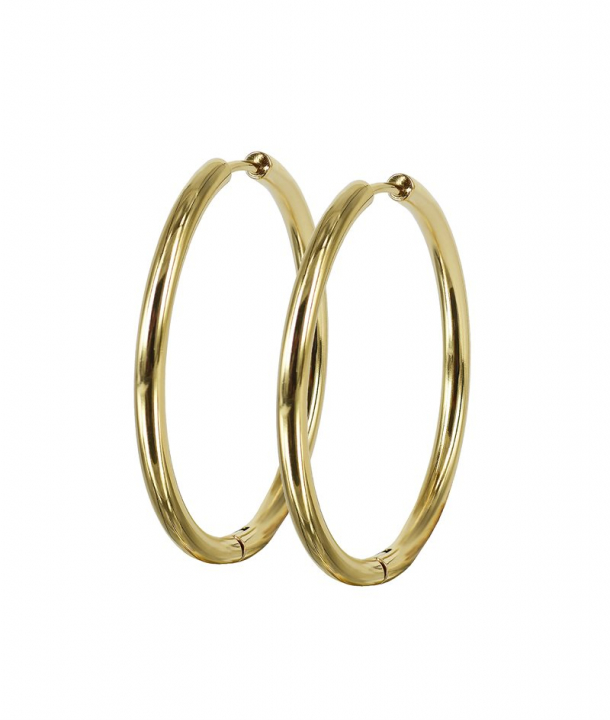 LUCY PLAIN Earrings 35mm Gold in the group Earrings / Gold Earrings at SCANDINAVIAN JEWELRY DESIGN (372289)