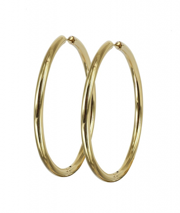 LUCY PLAIN Earrings 40mm Gold in the group Earrings / Gold Earrings at SCANDINAVIAN JEWELRY DESIGN (372302)