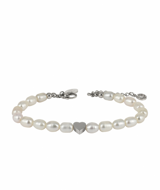 ELISE Pearl Bracelet Vit/Stål in the group Bracelets / Silver Bracelets at SCANDINAVIAN JEWELRY DESIGN (373538)