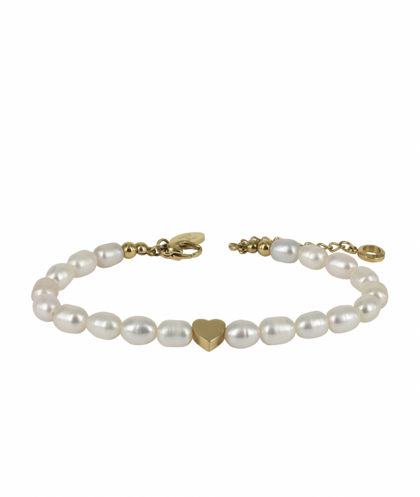 ELISE Pearl Bracelet Vit/Gold in the group Bracelets / Gold Bracelets at SCANDINAVIAN JEWELRY DESIGN (373545)