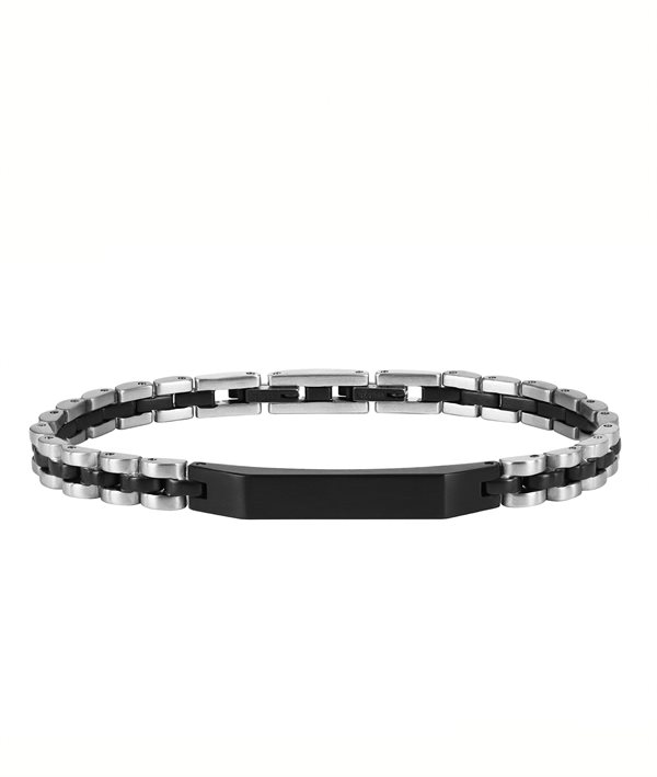 BEN Bracelet Steel/Black in the group Bracelets / Silver Bracelets at SCANDINAVIAN JEWELRY DESIGN (380468)