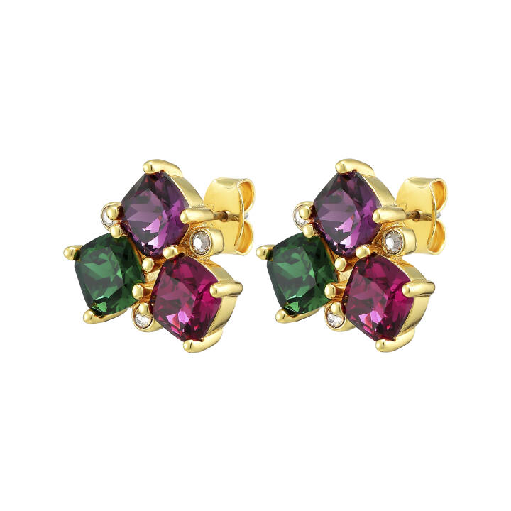 VIENA Gold PURPLE/GREEN/PINK in the group Earrings / Gold Earrings at SCANDINAVIAN JEWELRY DESIGN (390050)