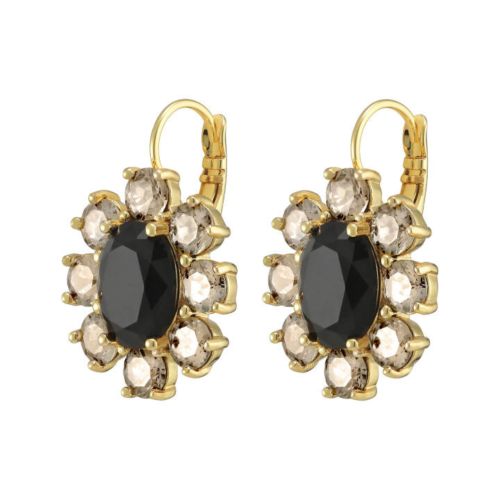 VALENTINA Gold BLACK in the group Earrings / Gold Earrings at SCANDINAVIAN JEWELRY DESIGN (390076)
