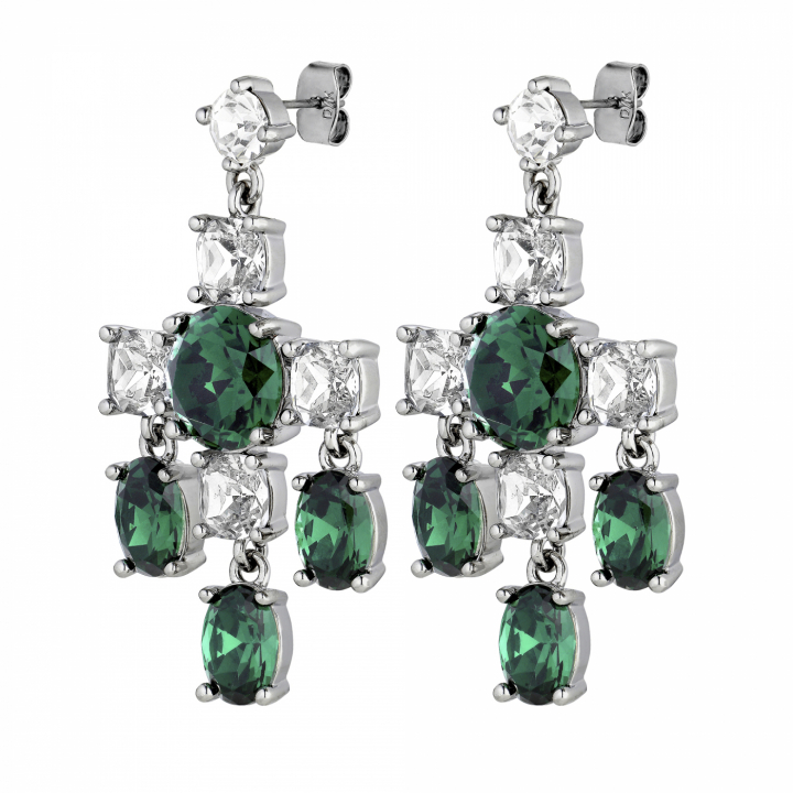LEONORA Silver EMERALD GREEN / CRYSTAL Earring in the group Earrings / Silver Earrings at SCANDINAVIAN JEWELRY DESIGN (430072)