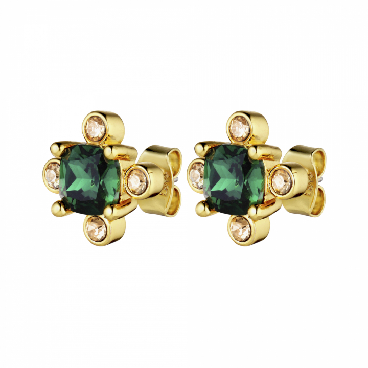 GIGI Gold EMERALD GREEN Earring in the group Earrings / Gold Earrings at SCANDINAVIAN JEWELRY DESIGN (430113)