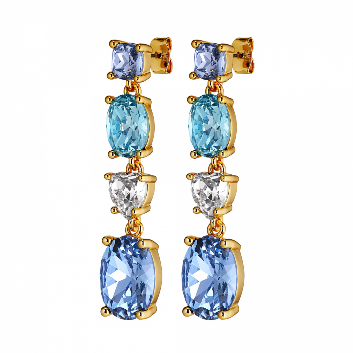 CARMEN Gold L. BLUE/AQUA in the group Earrings / Gold Earrings at SCANDINAVIAN JEWELRY DESIGN (440019)
