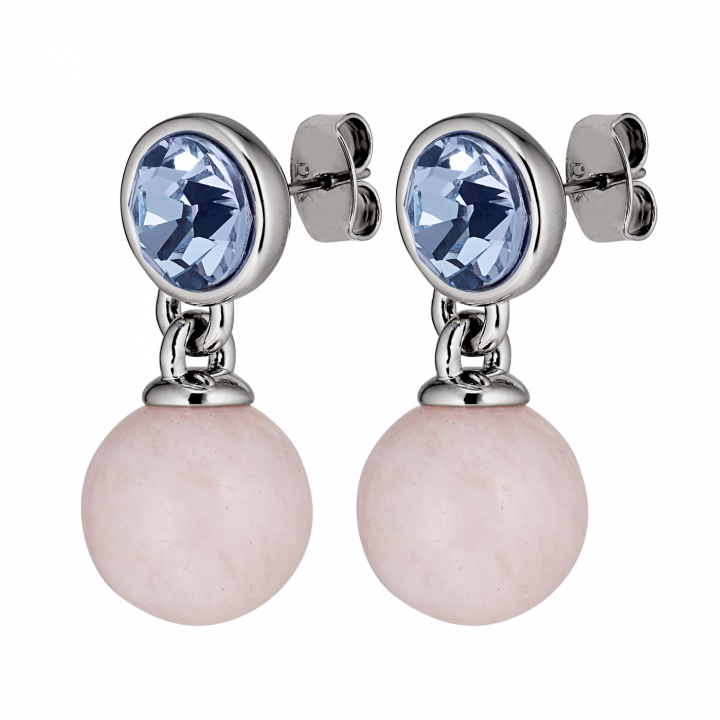 NAOMI Silver LIGHT BLUE/ROSE in the group Earrings / Silver Earrings at SCANDINAVIAN JEWELRY DESIGN (440028)