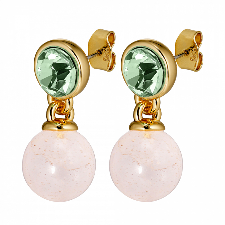 NAOMI Gold L. GREEN/ROSE in the group Earrings / Gold Earrings at SCANDINAVIAN JEWELRY DESIGN (440029)