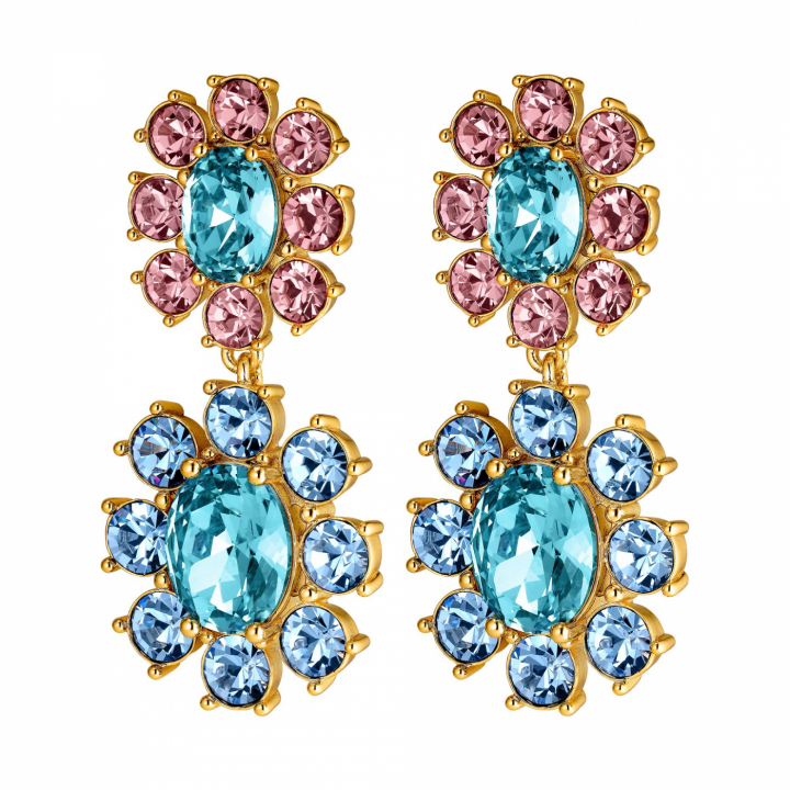 LINA Gold LIGHT BLUE/ROSE in the group Earrings / Gold Earrings at SCANDINAVIAN JEWELRY DESIGN (440062)