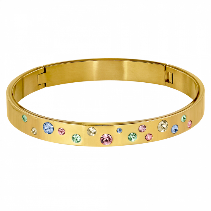 CLARE 2 Gold PASTEL MULTI in the group Bracelets / Gold Bracelets at SCANDINAVIAN JEWELRY DESIGN (440142)