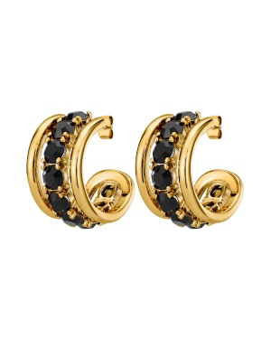 HELEN SG BLACK Earrings Gold in the group Earrings / Gold Earrings at SCANDINAVIAN JEWELRY DESIGN (450092)