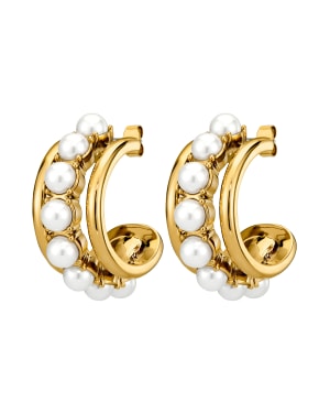 HELEN SG WHITE PEARL Earrings Gold in the group Earrings / Pearl Earrings at SCANDINAVIAN JEWELRY DESIGN (450094)